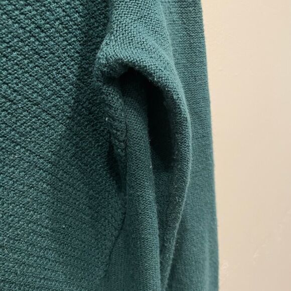 Madewell Crewneck Knit Back Zip Green Sweater - Size: Small - Picture 6 of 11